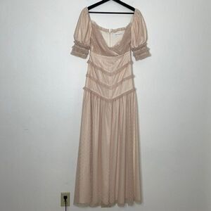 Fame and Partners Womens Size 2 Tiered Tulle Lace Maxi Gown